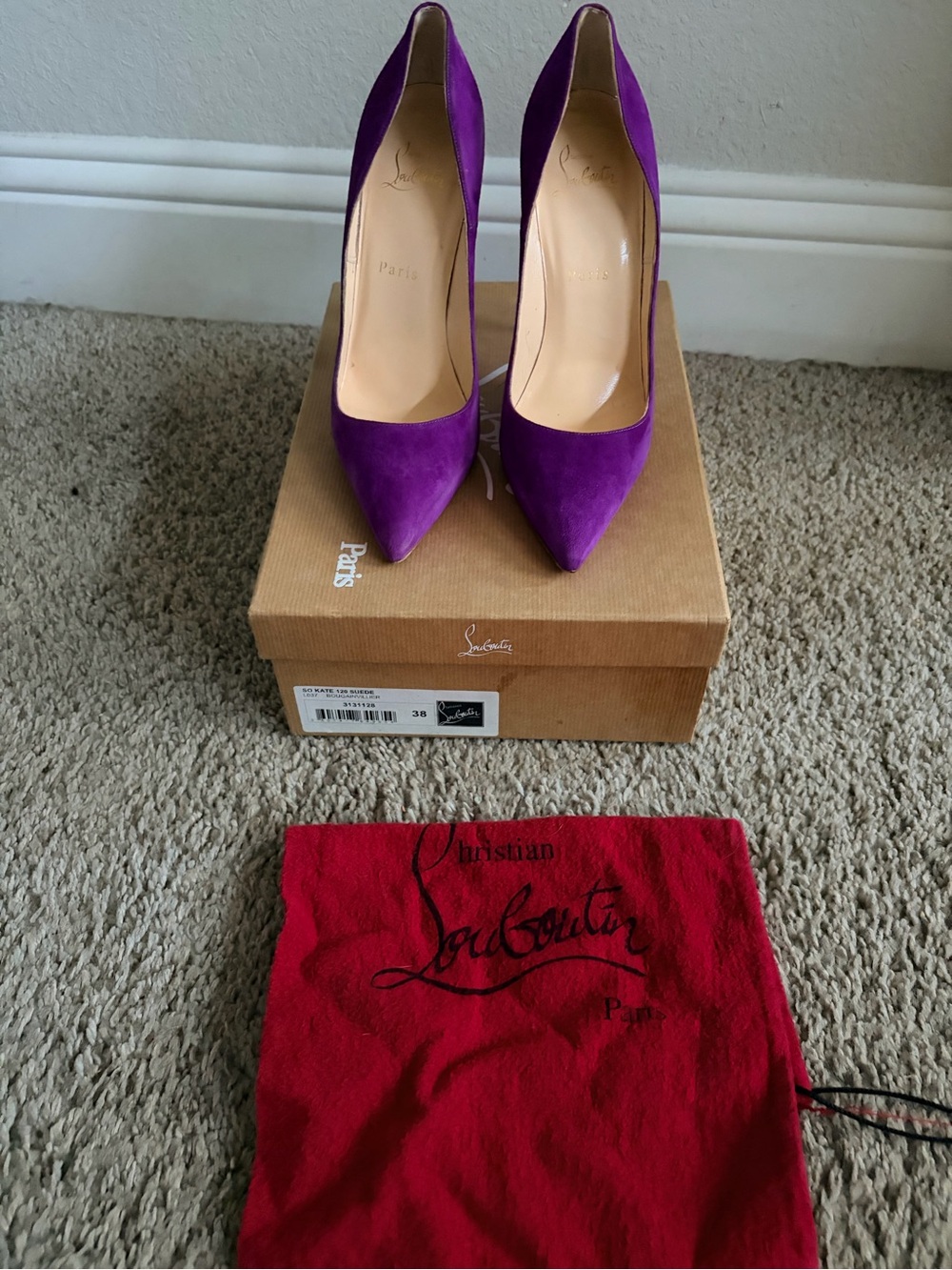 Christian Louboutin So Kate 120 Suede Pumps – Purple – Size 38